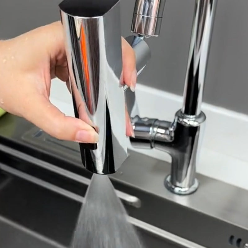 Waterfall faucet nozzle showing water saving flow pattern