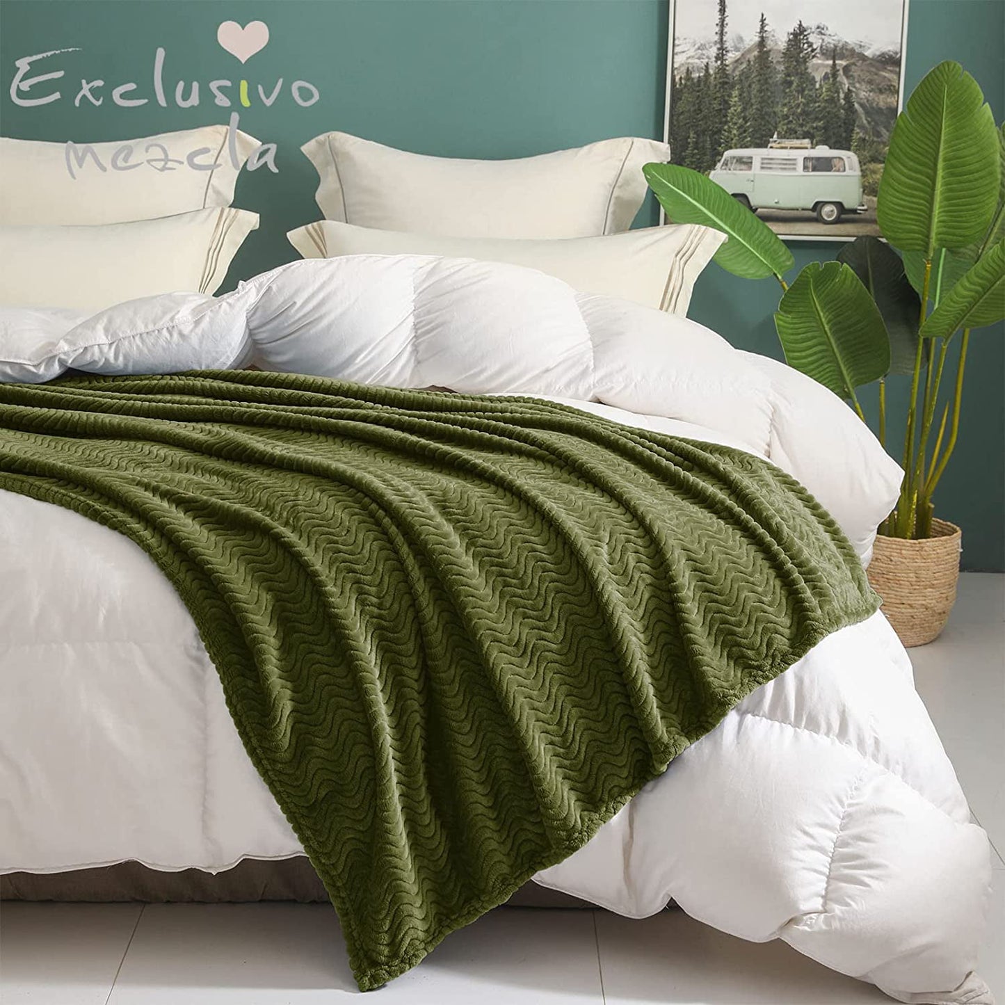 Large Throw Blanket Flannel Fleece for Bedding, 50" X 70"