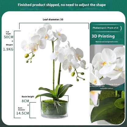 Phalaenopsis Potted Plant Finished Artificial Flower Tabletop Foyer Placement