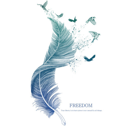 Close up of luxury feather wall sticker showing bird detail