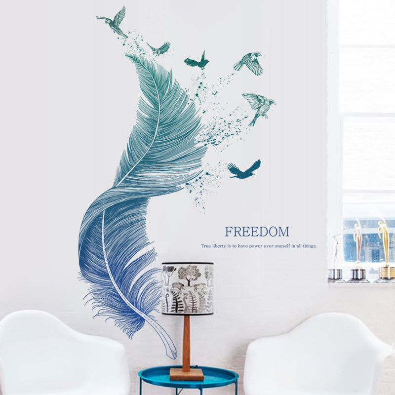 Feather wall sticker applied in entrance hallway setting
