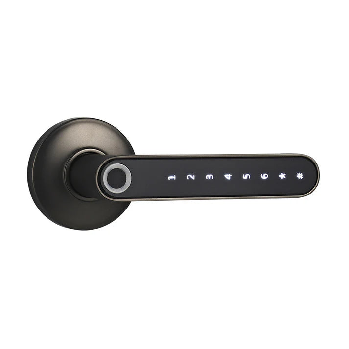 Fingerprint door lock keyless handle side view black