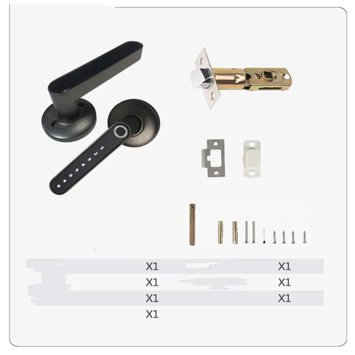 Fingerprint door lock keyless smart handle black all parts included