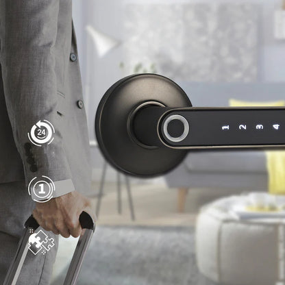 Fingerprint door lock modern minimalist black home security