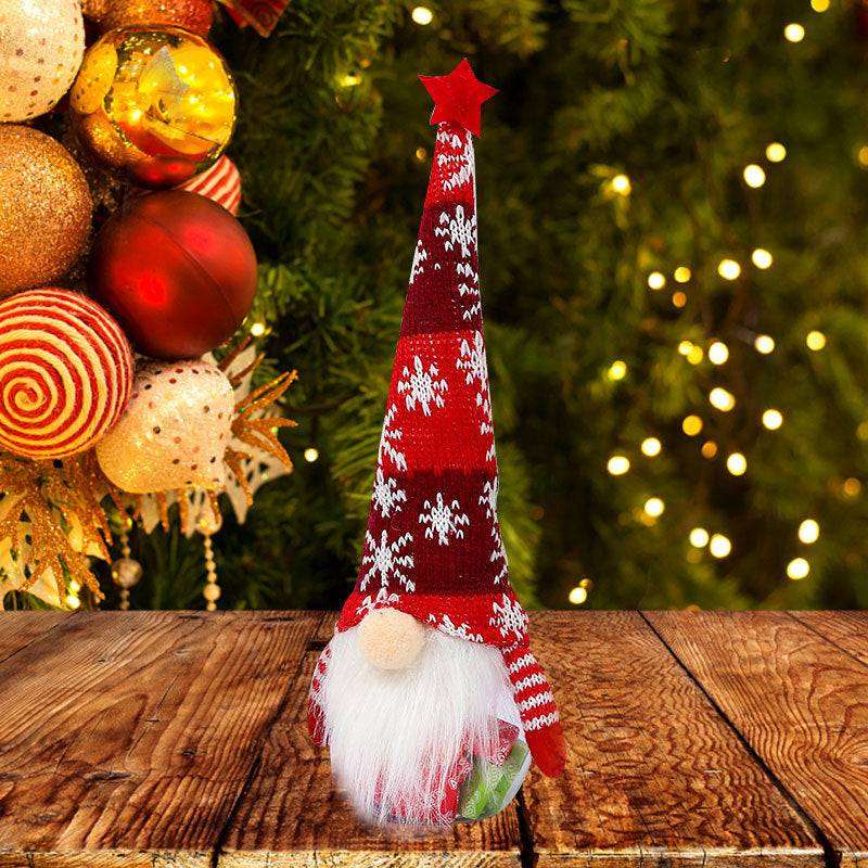Five pointed star Christmas candy jar gnome doll in red
