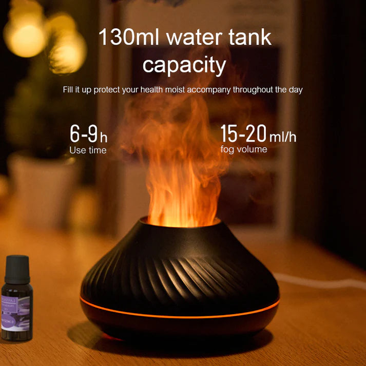 Flame effect diffuser glowing warm orange light