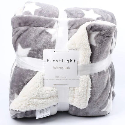 Fleece plush throw blanket rolled with packaging tag