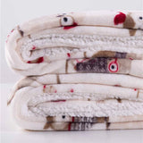 Fleece plush throw blanket floral pattern close up