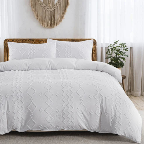 Floral duvet cover set bedroom lifestyle gray boho style