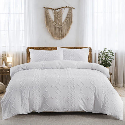 Floral duvet cover hidden zipper and corner ties detail