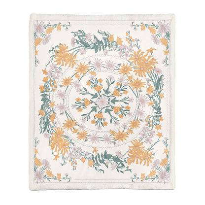 Botanical floral print blanket shown with vibrant colors after multiple machine wash cycles
