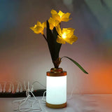 Yellow flower vase USB lamp on bedroom nightstand