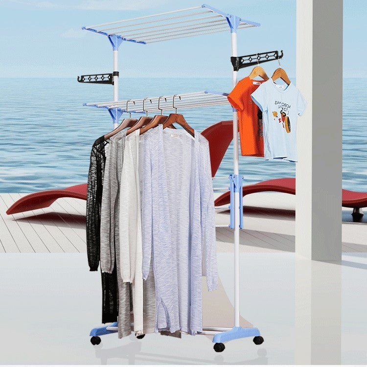 Multi-layer drying rack styled in modern home laundry area