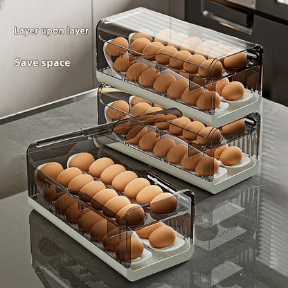 White food grade egg holder storage box on kitchen counter