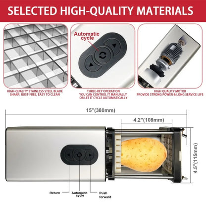 Electric potato slicer being used for commercial food prep