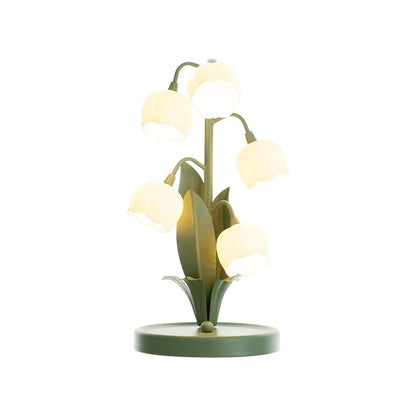 French style flower atmosphere lamp green single stem close up view