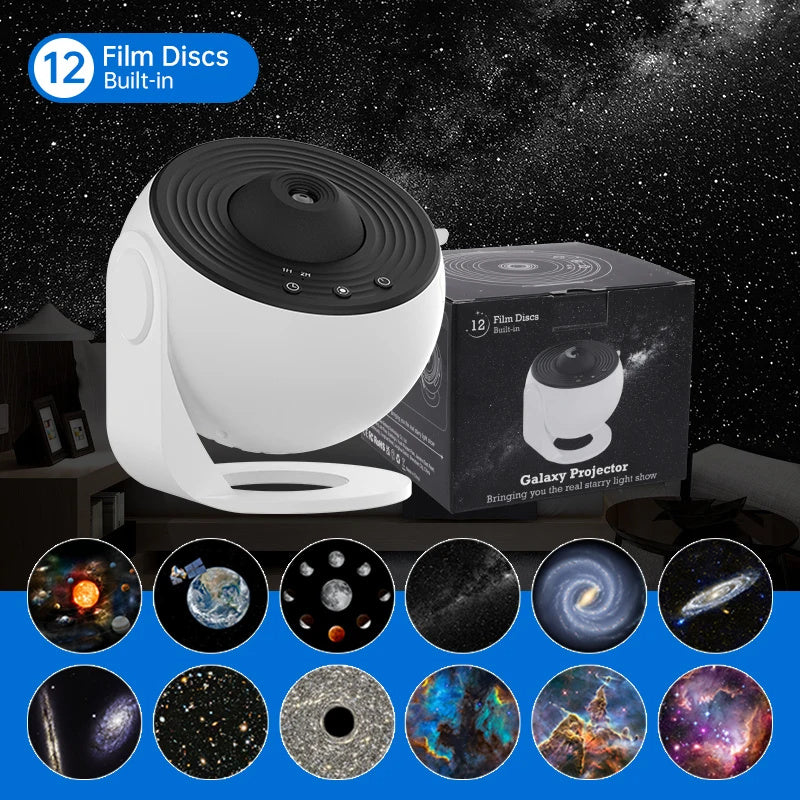 Galaxy projector night light with green starry effect