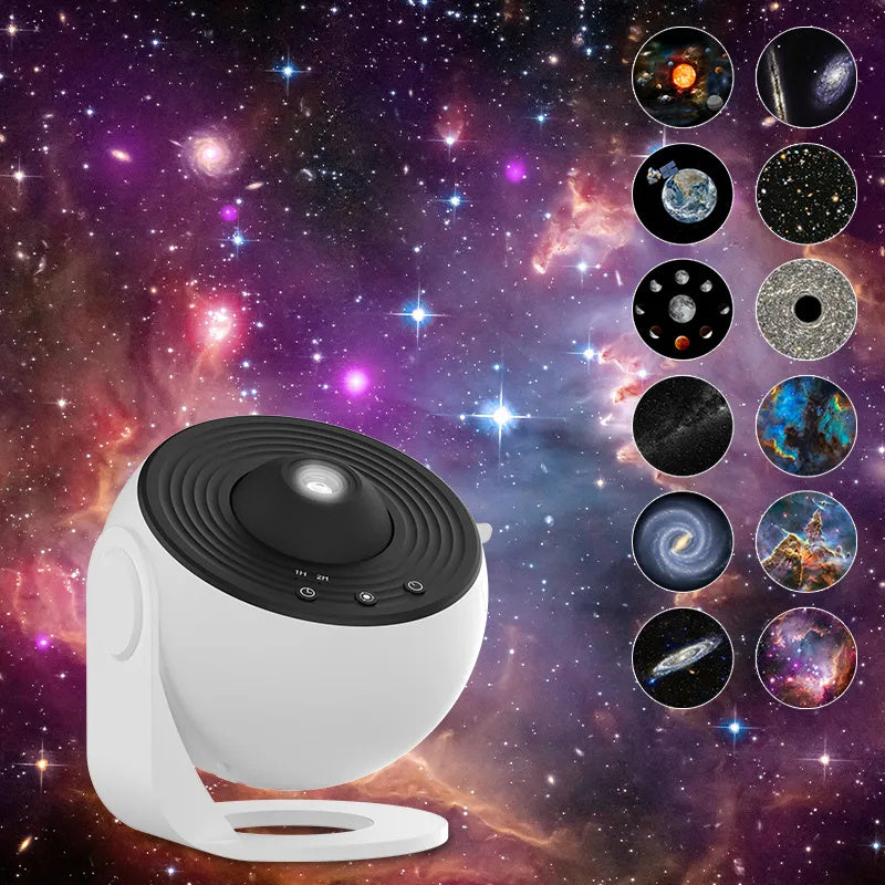Galaxy projector night light showing purple starry sky effect