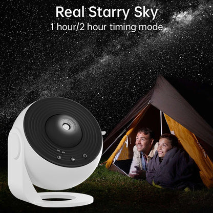 Galaxy projector night light with red and orange glow