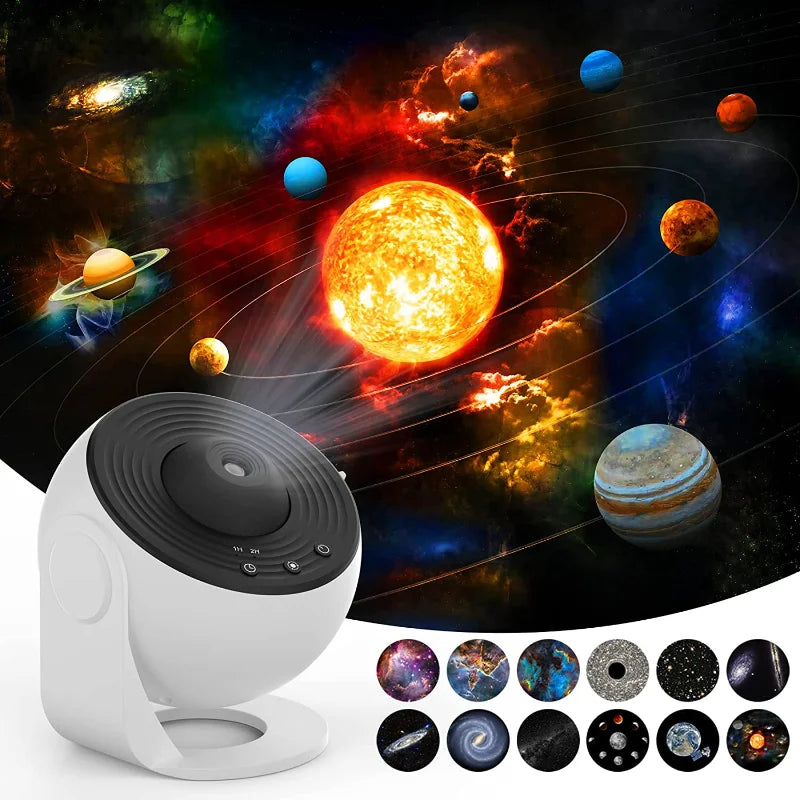 White galaxy projector night light with starry display