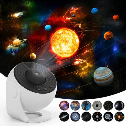 White galaxy projector night light with starry display