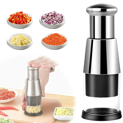Manual garlic press chopper black silver white color variants