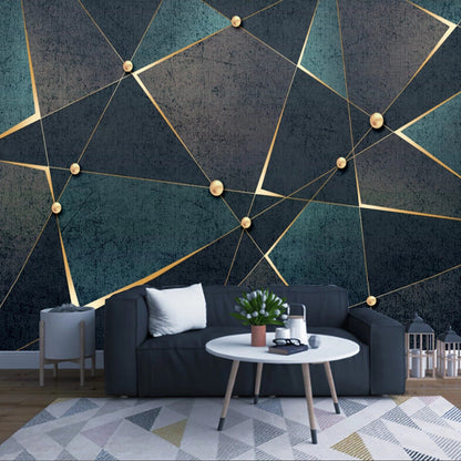 Geometric canvas wallpaper dark background living room setup