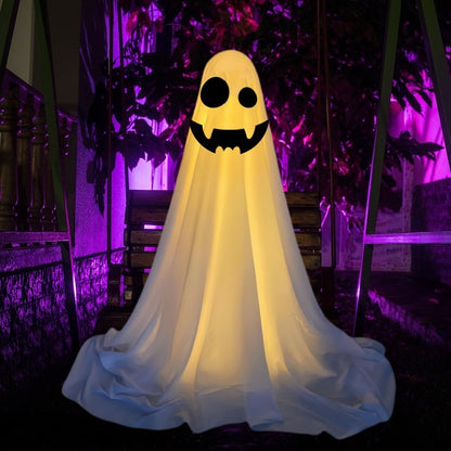 Thriller face ghost Halloween decoration purple light front yard display