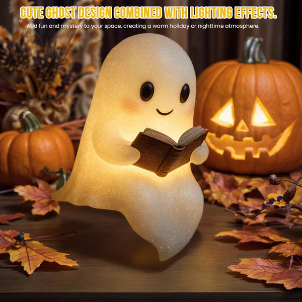 Multiple ghost night light LED lamps showing different face expressions together