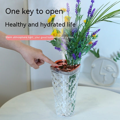 Hand opening glass flower humidifier lid with mist output