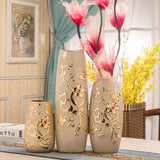 Close up view of gold electroplated ceramic vase European design