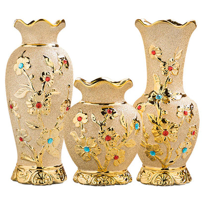 Set of gold ceramic vases multiple sizes European luxury home decor