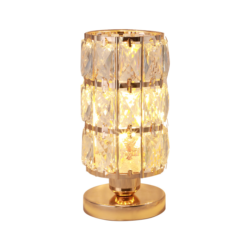 Crystal detail of gold table lamp shade
