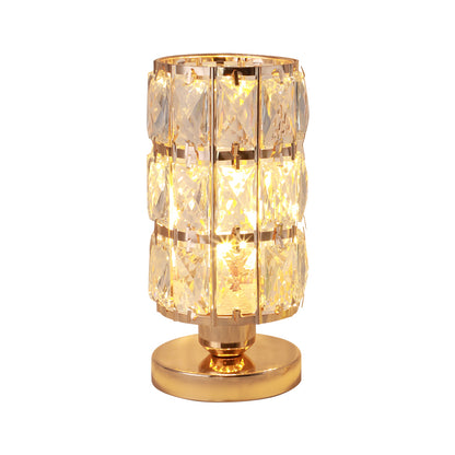 Crystal detail of gold table lamp shade
