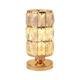 Crystal detail of gold table lamp shade