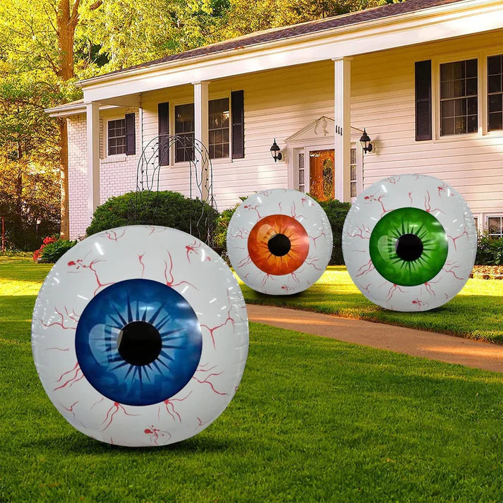 Giant inflatable eyeball balloon for Halloween party decoration close up view