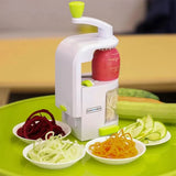Hand crank rotary vegetable slicer grater disassembled parts view