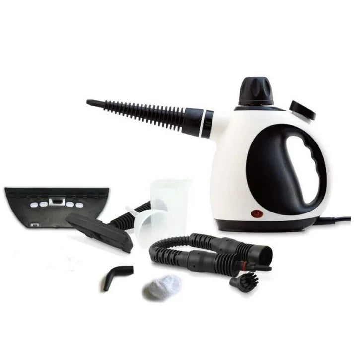 Handheld steam cleaner with 9 interchangeable cleaning heads full set