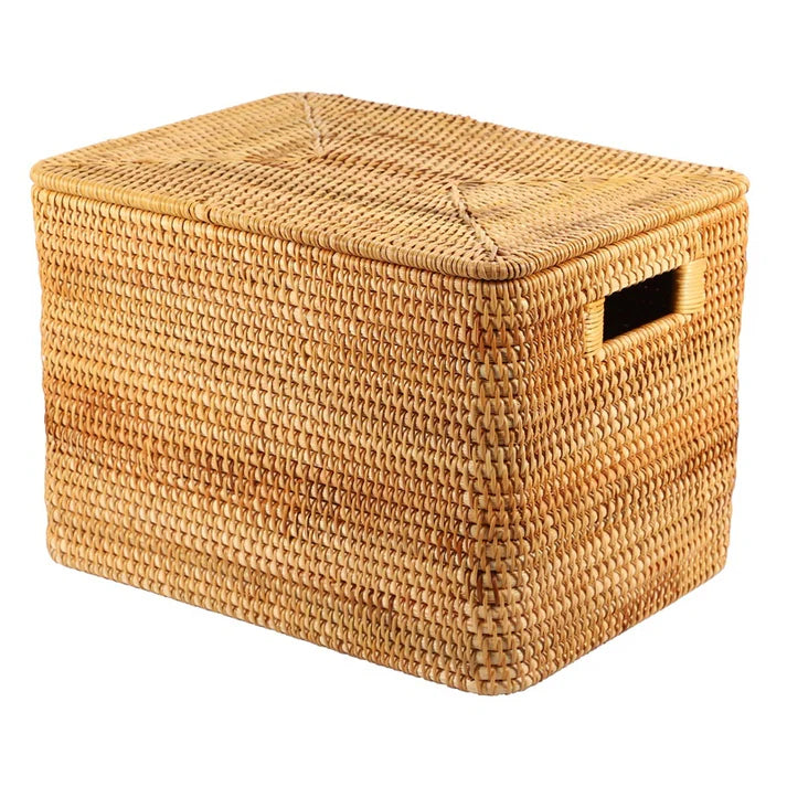 Handmade Rattan Basket Used as Living Room and Bedroom Storage Organizer