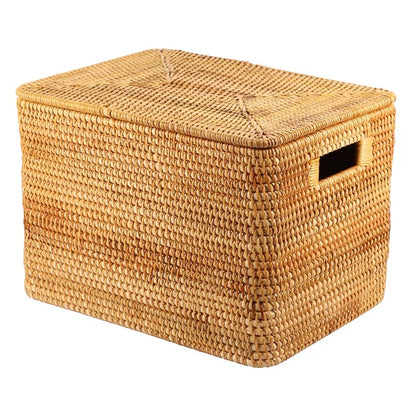 Handmade Rattan Basket Used as Living Room and Bedroom Storage Organizer