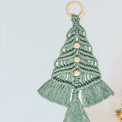 Handmade woven Christmas tree ornament in white
