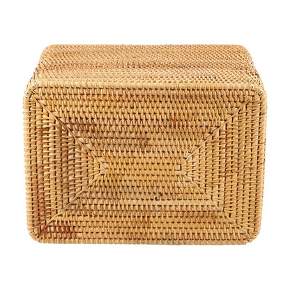 Top View of Natural Rattan Woven Basket - Storage Organizer for Living Room
