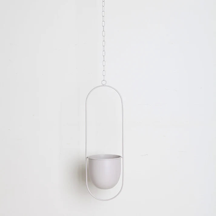 Hanging iron hydroponic plant pot in apricot with chain