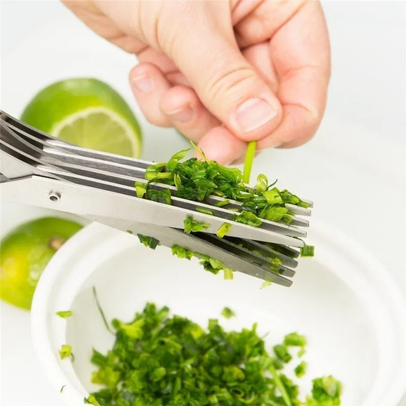 Herb cutting scissors 3 layer green onion cutter kitchen gadget display