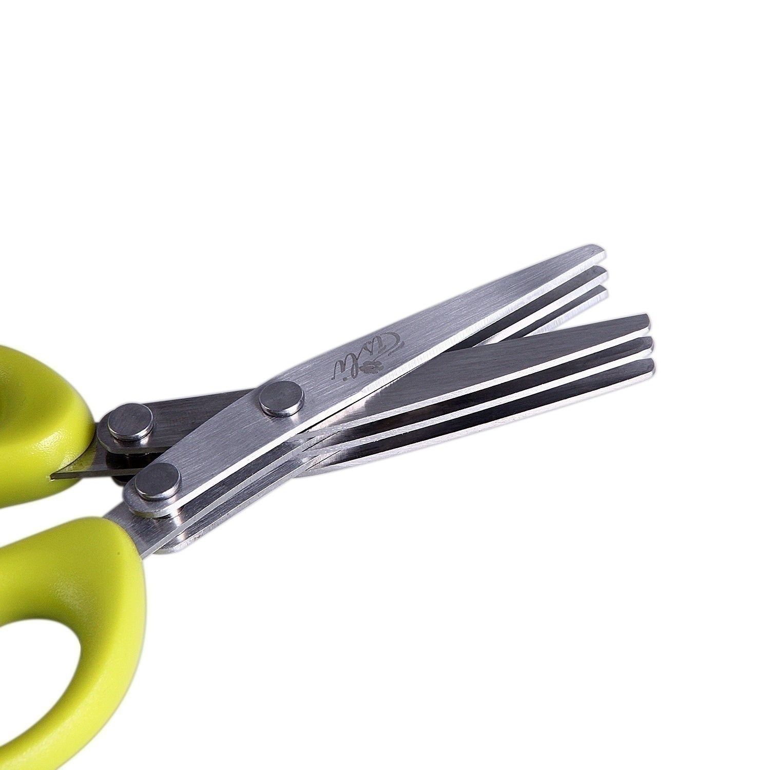 Stainless steel herb cutting scissors cut herbs in bowl result display
