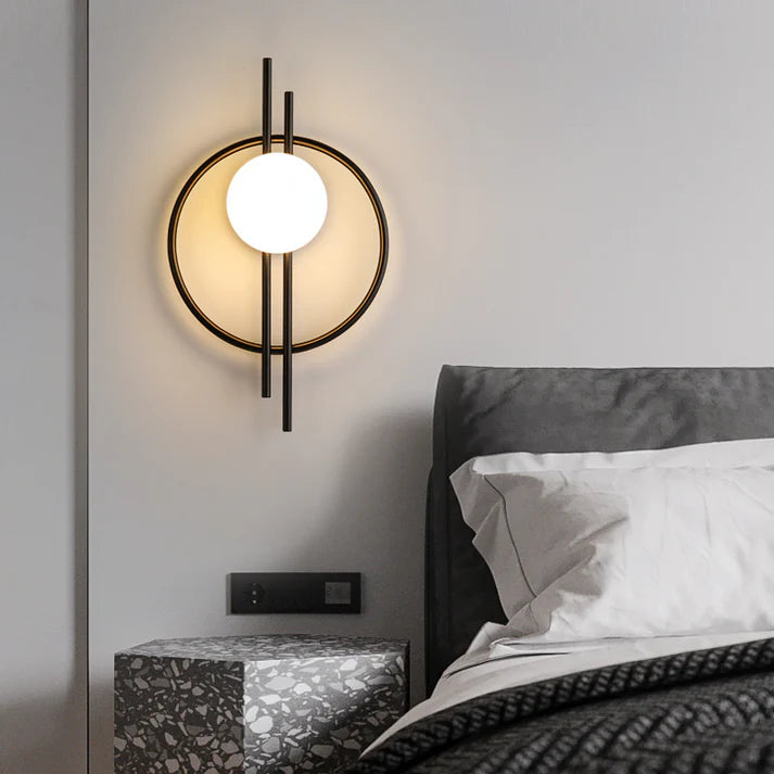 Home living room background LED wall lamp style A black frame bedroom setting