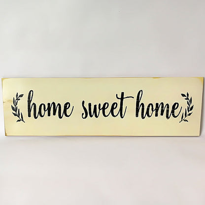 Home sweet home carved wooden wall sign in white color