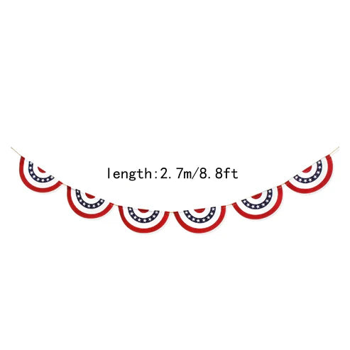 Independence day circle stripe garland flag banner night warm glow display