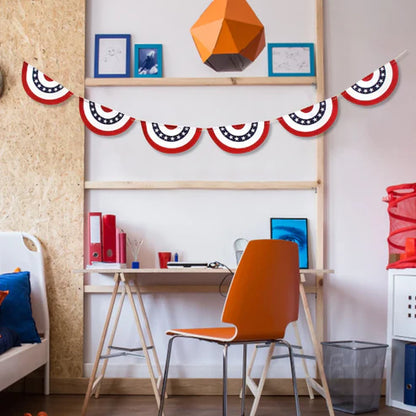 Independence day circle stripe garland flag banner hung on porch display