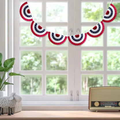 Independence day circle stripe garland flag banner string flat lay display